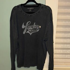 Lucky Brand Distressed Charcoal Long Sleeve Tee
